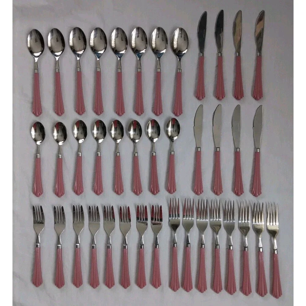 Vintage Regent Sheffield Feeling Festive Stainless Pink Mauve Cottagecore 40 Pcs
